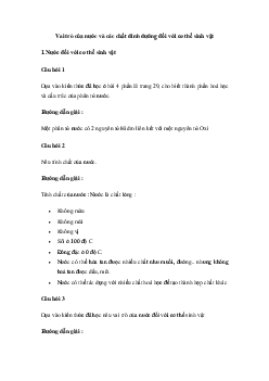 Giải Khoa học tự nhiên 7 Bài 24: Vai trò của nước và các chất dinh dưỡng đối với cơ thể sinh vật | Cánh diều
