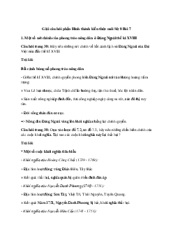 Lịch sử 8 Bài 7: Khởi nghĩa nông dân ở Đàng Ngoài thế kỉ XVIII - Chân trời sáng tạo
