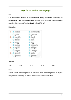 Giải Tiếng Anh 8 Review 2: Language | Kết nối tri thức