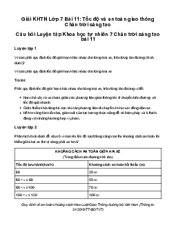Giải Khoa học tự nhiên 7 Bài 11: Tốc độ và an toàn giao thông | Chân trời sáng tạo