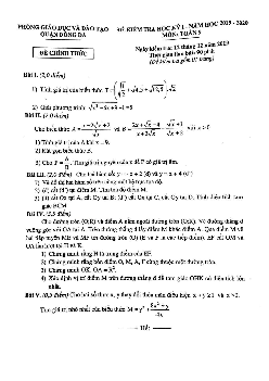 Đề thi học kỳ 1 Toán 9 năm 2019 – 2020 phòng GD&ĐT Đống Đa – Hà Nội