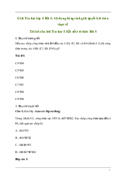 Giải Tin học 8 Bài 5: Sử dụng bảng tính giải quyết bài toán thực tế | Kết nối tri thức