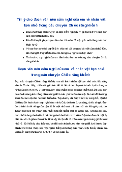 Cảm nghĩ của em về nhân vật bạn nhỏ trong câu chuyện Chiếc răng khểnh | Tập làm văn 4