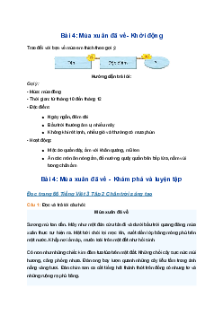 Bài 4: Mùa xuân đã về trang 66 lớp 3 Tập 2 Chân trời sáng tạo