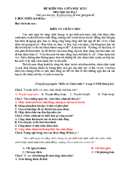 Đề kiểm tra giữa học kỳ 2 Ngữ văn 7 Kết nối tri thức (có đáp án và ma trận)