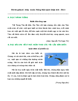 Đề thi giữa học kì 2 lớp 1 năm 2023 - 2024 | Tiếng việt 1 | Chân trời sáng tạo | đề 3