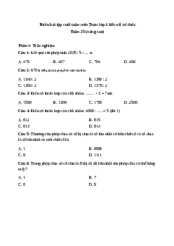 Phiếu bài tập cuối tuần lớp 3 môn Toán - Tuần 25 (Nâng cao) | Kết nối tri thức