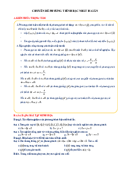 Chuyên đề phương trình bậc nhất hai ẩn