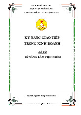 Kỹ năng làm việc nhóm - Tài liệu nâng cao cho môn Kỹ Năng Giao Tiếp