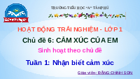 Giáo án điện tử Hoạt động trải nghiệm 1 Chủ đề 6 Chân trời sáng tạo : Bài Thể hiện cảm xúc theo cách tích cực