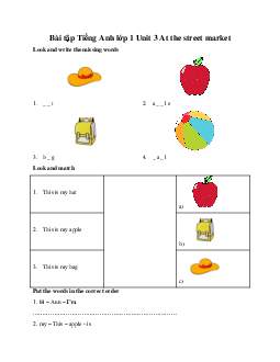 Bài tập Tiếng Anh lớp 1 Unit 3 At the street market | Global Success