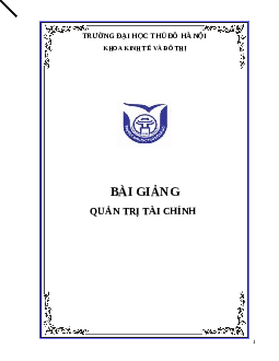 Bài giảng quản trị tài chính | Trường Đại Học Thủ Đô Hà Nội