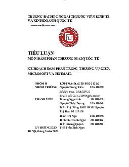 Tiểu luận "Kế hoạch đàm phán trong thương vụ giữa Microsoft và Hotmail"