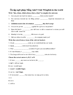 Ôn tập ngữ pháp Tiếng Anh 9 Unit 9 English in the world