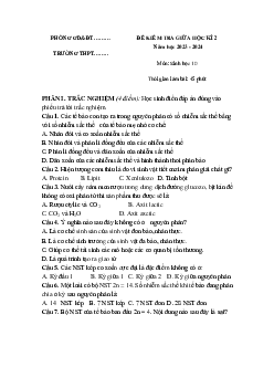 Đề thi giữa học kì 2 môn Sinh học lớp 10 năm 2023 - 2024 (Sách mới) | Cánh diều đề 2