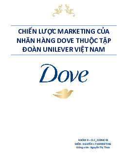 Chiến lược Marketing của nhãn hàng Dove thuộc tập đoàn Unilever Việt Nam | Tiểu luận môn Nguyên lý marketing