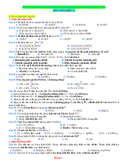 Bộ câu hỏi trắc nghiệm ôn tập hóa 12 học kỳ II- năm học 2022-2023