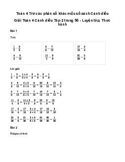 Giải Toán lớp 4 Bài 77: Trừ các phân số khác mẫu số Cánh diều