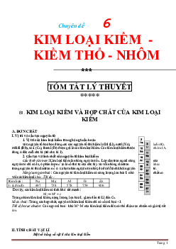 Chuyên đề kim loại kiềm - kiềm thổ - nhôm