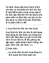 TÀI LIỆU SƯU TẦM .PHÂN BIỆT LOẠI HÌNH VÀ SP DU LỊCH VĂN HÓA