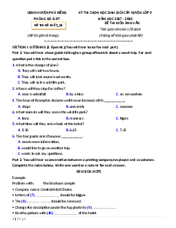 Đề Thi Chọn HSG Cấp Huyện, Huyện Phú Riềng Lớp 9 Năm Học 2017 - 2018 Đề Thi Môn Tiếng Anh (có đáp án)