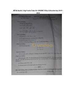 Đề thi học kì 1 lớp 9 môn Toán Sở GDKHCN Bạc Liêu năm học 2019 - 2020