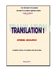 Giáo trình Học phần Translation - Ngôn Ngữ Anh | Trường Đại học Ngoại ngữ, Đại học Đà Nẵng