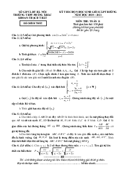 Đề học sinh giỏi Toán 11 năm 2020 – 2021 trường Phùng Khắc Khoan – Hà Nội