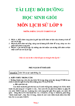 Tài Liệu Bồi Dưỡng Học Sinh Giỏi Môn Lịch Sử Lớp 9