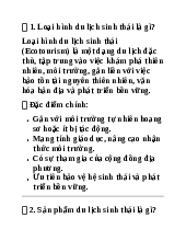 TÀI LIỆU SƯU TẦM. PHÂN BIỆT LOẠI HÌNH VÀ SP DU LỊCH SINH THÁI