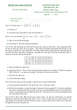 Đề thi giữa học kì 2 Toán 7 năm 2020 – 2021 trường THCS Đặng Trần Côn – TP HCM
