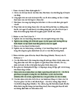 Câu hỏi trắc nghiệm môn Tâm lý y học có đáp án