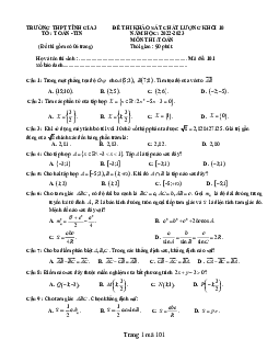 Đề khảo sát chất lượng Toán 10 năm 2022 – 2023 trường Tĩnh Gia 3 – Thanh Hóa