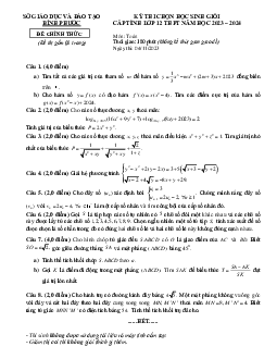 Đề học sinh giỏi cấp tỉnh Toán 12 năm 2023 – 2024 sở GD&ĐT Bình Phước