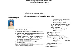 Sơ yếu lí  lịch sinh viên lớp K47G. ngành NNTQ khoa Tiếng Trung Quốc | Học viện Hành chính Quốc gia