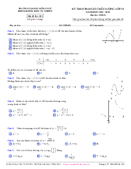 Đề đánh giá chất lượng Toán 12 năm 2021 – 2022 trường Đại học Hồng Đức – Thanh Hóa
