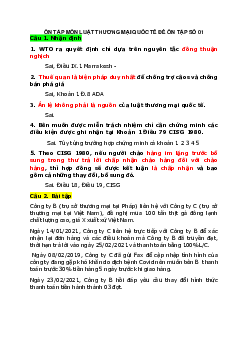 Đề cương ôn tập môn Luật thương mại quốc tế (có đáp án)
