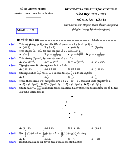 Đề kiểm tra chất lượng Toán 12 năm 2022 – 2023 trường THPT chuyên Thái Bình