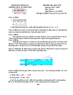 Đề thi học kì 2 Toán 8 năm 2019 – 2020 trường THCS Nguyễn Trãi – TP HCM