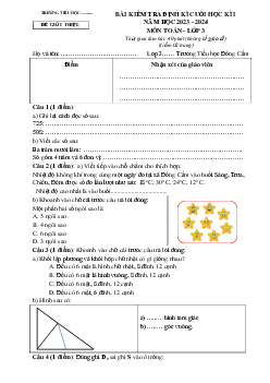 Đề thi học kì 1 môn Toán lớp 3 năm 2023 - 2024 (Đề 5) | Kết nối tri thức
