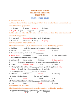 Đề thi môn Tiếng Anh 8 có đáp án