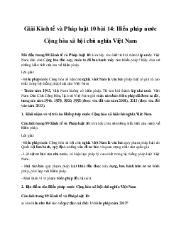 Giải Kinh tế và Pháp luật 10 bài 14 CD