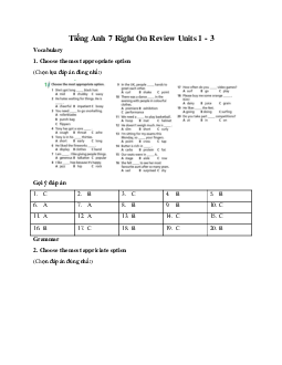 Tiếng Anh 7 Right On Review Units 1 - 3