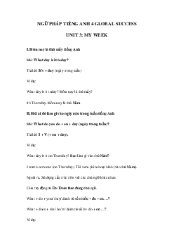 Ngữ pháp unit 3 lớp 4 My week Global success