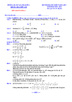 Đề thi học kì 1 Toán 7 năm 2020 – 2021 trường THCS Phú Lâm – Hà Nội