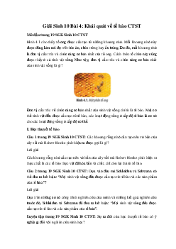 Giải Sinh 10 Bài 4: Khái quát về tế bào | Chân trời sáng tạo