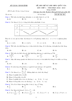 Đề thi thử Toán THPT Quốc gia 2019 lần 1 sở GD&ĐT Ninh Bình