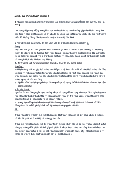 Đề 05 Tài chính doanh nghiệp 1 - Đúng sai giải thích bài Kiểm tra 2 | Học viện Ngân Hàng