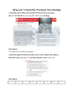 Tiếng Anh 7 Friends Plus Workbook Unit 6 Reading