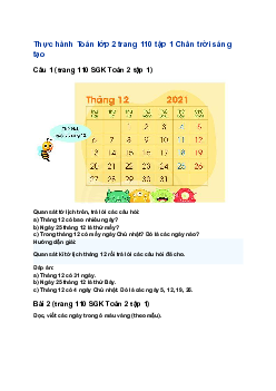 Giải SGK Toán lớp 2 trang 110, 111 Ngày, tháng| Chân trời sáng tạo